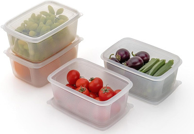 REVATAKG Plastic Fridge Container  - 1800 ml(Pack of 4, Clear)