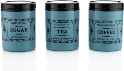 HITECH Plastic Tea Coffee & Sugar Container  - 800 ml(Pack of 3, Blue)