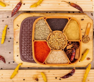 Kitchen Masala box Kitchenetic Premium Quality Kitchen Masala box For daily Use Kitchen Tool Set(Brown)