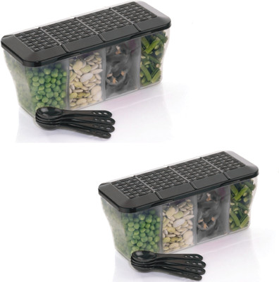 Ecodex Plastic Grocery Container  - 1800 ml(Pack of 2, Black)