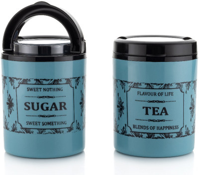 HITECH Plastic Tea Coffee & Sugar Container  - 800 ml(Pack of 2, Blue)