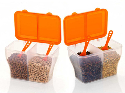 DIHOK Plastic Grocery Container  - 2000 ml(Pack of 2, Orange)