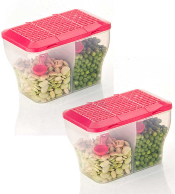 DIHOK Plastic Grocery Container  - 2000 ml(Pack of 2, Pink)