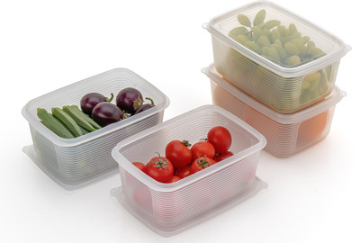 Ecodex Plastic Fridge Container  - 1800 ml(Pack of 4, Clear)
