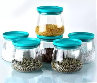 ADMONITION Plastic Grocery Container  - 1000 ml(Pack of 6, Green)
