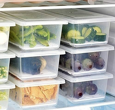 jade-x Plastic Fridge Container  - 1500 ml(Pack of 6, White)