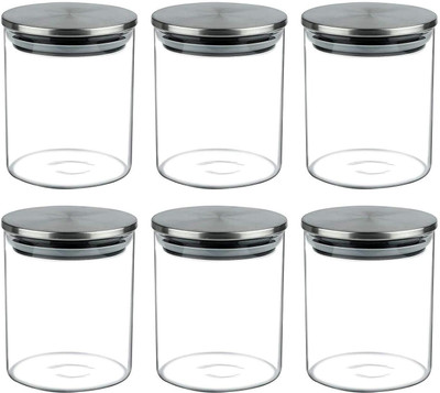 Sueriv Glass Grocery Container  - 700 ml(Pack of 6, Clear)