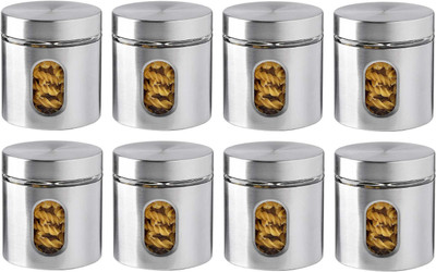 Sueriv Glass Grocery Container  - 580 ml(Pack of 8, Clear)