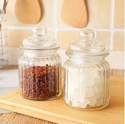 Sueriv Glass Grocery Container  - 350 ml(Pack of 2, Clear)