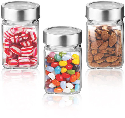 TINSUHG Glass Grocery Container  - 300 ml(Pack of 3, Clear)