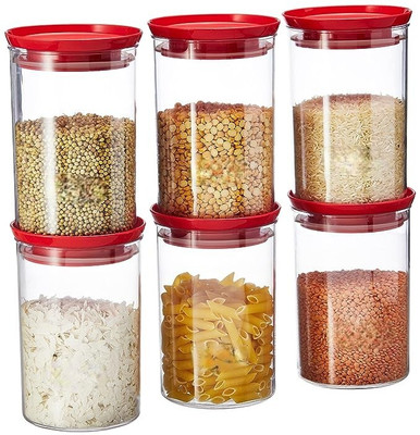 QUPSY Plastic Grocery Container  - 1000 ml(Pack of 6, Red)