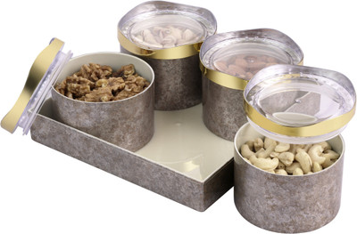 Flipkart SmartBuy Plastic Utility Container  - 500 ml(Pack of 4, Brown)