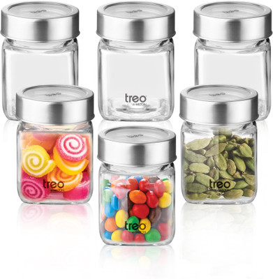 TREO Glass Utility Container  - 1080 ml(Pack of 6, Clear)