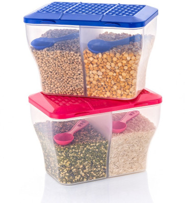 FIT 4 CHEF Polypropylene Grocery Container  - 2000 ml(Pack of 2, Blue, Pink)