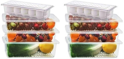 Ecodex Plastic Fridge Container  - 1500 ml(Pack of 8, Clear)