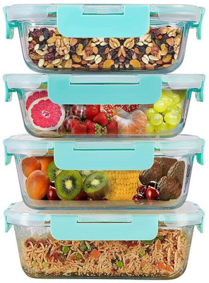 Cutting EDGE Essentials Glass Utility Container  - 1520 ml(Pack of 4, Clear)