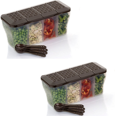 Ecodex Plastic Grocery Container  - 1800 ml(Pack of 2, Brown)