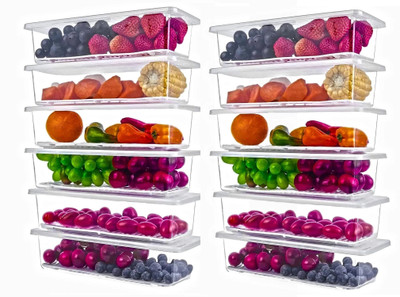 SEQUENCE Plastic Fridge Container  - 1500 ml(Pack of 12, Clear)