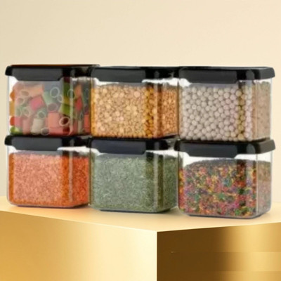 Charmpeak Plastic Grocery Container  - 500 ml(Pack of 6, Black)