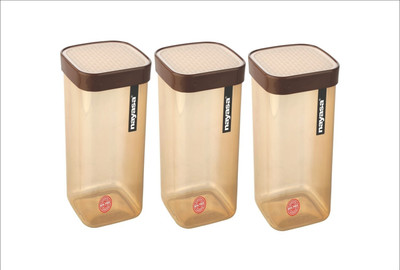 Sueriv Plastic Grocery Container  - 1000 ml(Pack of 3, Brown)