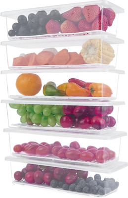 LaChoiceIt Plastic Fridge Container  - 1500 ml(Pack of 6, White)