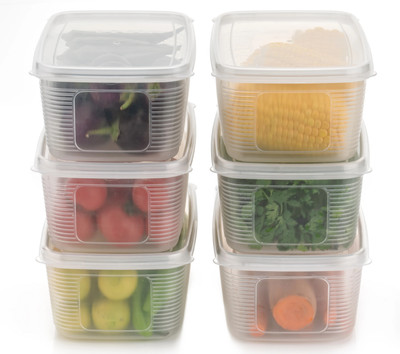Sensex Plastic Fridge Container  - 1800 ml(Pack of 6, Clear)
