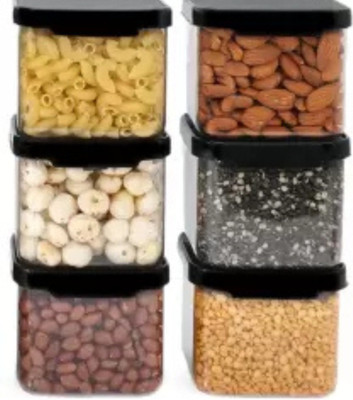 Charmpeak Plastic Grocery Container  - 500 ml(Pack of 6, Black)