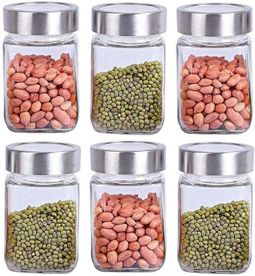 Sueriv Glass Grocery Container  - 600 ml(Pack of 6, Clear)