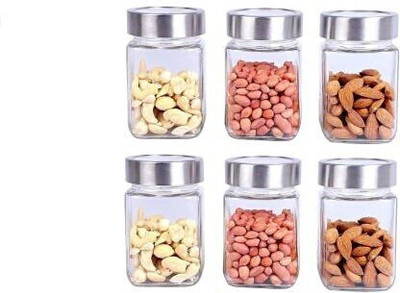 Sueriv Glass Grocery Container  - 300 ml(Pack of 6, Clear)