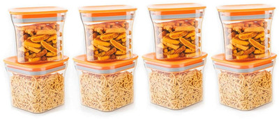 Analog Kitchenware Polypropylene Grocery Container  - 550 ml(Pack of 8, Orange)