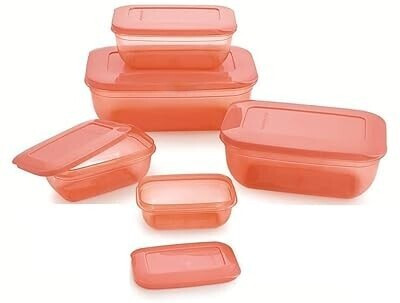 MOOZICO Plastic Fridge Container  - 2700 ml, 1700 ml, 580 ml, 290 ml, 150 ml(Pack of 5, Pink)