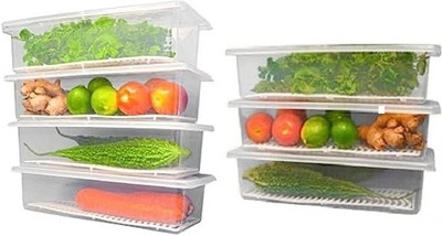 Zubix Plastic Fridge Container  - 1500 ml(Pack of 6, Clear)