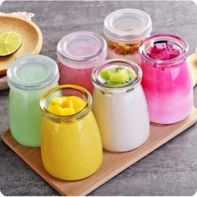 Sueriv Glass Milk Container  - 100 ml(Pack of 6, Clear)
