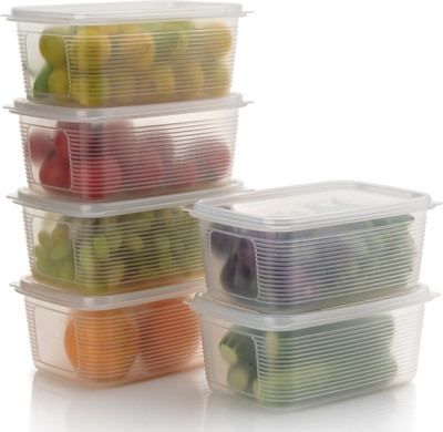 Ecodex Plastic Fridge Container  - 1800 ml(Pack of 6, Clear)