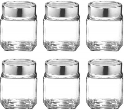 KROTEL Glass Grocery Container  - 580 ml(Pack of 6, Clear)