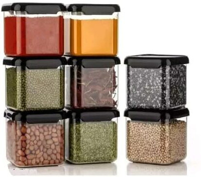 Linear Plastic Grocery Container  - 550 ml(Pack of 8, Black)