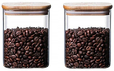daesgesage Glass Cookie Jar  - 950 ml(Pack of 2, Clear)