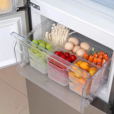 VIX Plastic Fridge Container  - 1000 ml(Pack of 6, Clear)