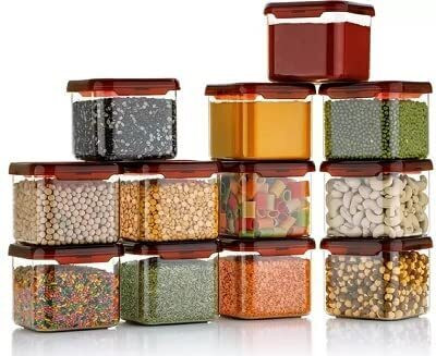 ZenZone Plastic Grocery Container  - 500 ml(Pack of 12, Maroon)