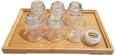 DHARMBHAKTI Glass Grocery Container  - 100 ml(Pack of 6, White)