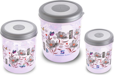 RABBITO Plastic Grocery Container  - 1000 ml, 2000 ml, 3000 ml(Pack of 3, Black)