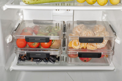 Zubix Plastic Fridge Container  - 2000 ml(Pack of 3, Black)