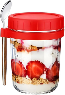 TINSUHG Glass Cookie Jar  - 350 ml(Multicolor)