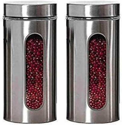 DHARMBHAKTI Glass, Steel Utility Container  - 850 ml(Pack of 2, Silver)