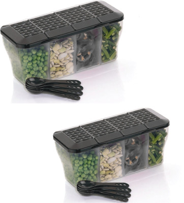 Ecodex Plastic Grocery Container  - 1800 ml(Pack of 2, Black)
