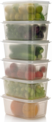 Sensex Plastic Fridge Container  - 1800 ml(Pack of 6, Clear)