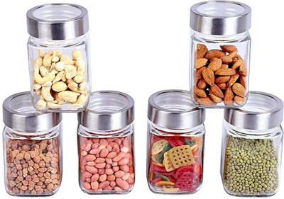 DHARMBHAKTI Glass Grocery Container  - 299 ml(Pack of 6, Clear)