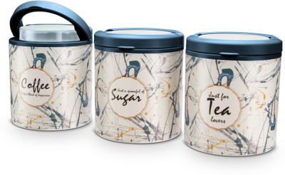 Trueware Plastic Tea Coffee & Sugar Container  - 750 ml, 750 ml, 750 ml(Pack of 3, Green)