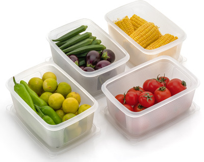 Ecodex Plastic Fridge Container  - 1800 ml(Pack of 4, Clear)