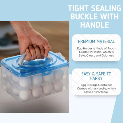 Coozico Plastic Egg Container  - 2 dozen(Blue)